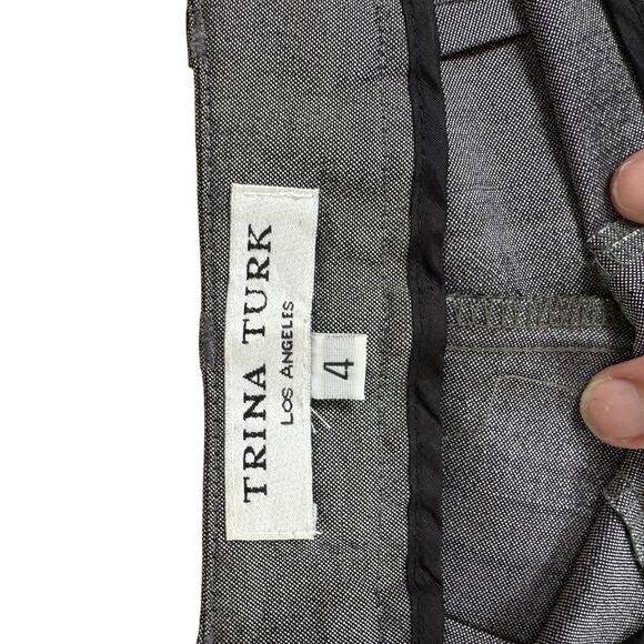 Trina Turk California Chic Pants | Metallic Gray | Size 4 | Mid Rise Straight - Picture 7 of 8